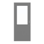 Frontansicht von LEBO Schiebetür Ultramatt Hygge Grau ähnl. RAL 7037 Versio mit Lichtausschnitt LA 7