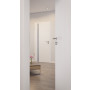 CloseUp-Milieuansicht von HÖRMANN Innentür Pure 1 Gebürstetes Weiß Duradecor DesignLine mit Lichtausschnitt Bandseite