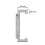 Technische Zeichnung der eckigen Zarge von GARANT Zimmertür-Set Como C2 Weißlack mit Zarge und Drücker