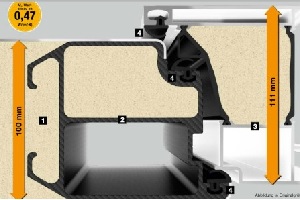 Rysunek przekroju skrzydła drzwi wejściowych