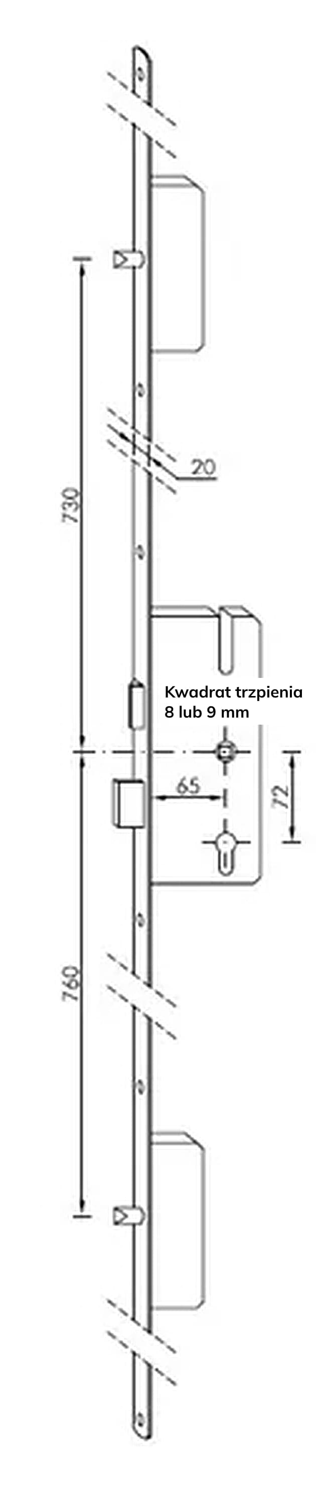 zamek trzypunktowy rysunek techniczny
