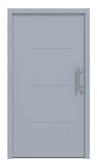 Widok frontowy Comfort drzwi wejściowych z aluminium w kolorze szarym okiennym