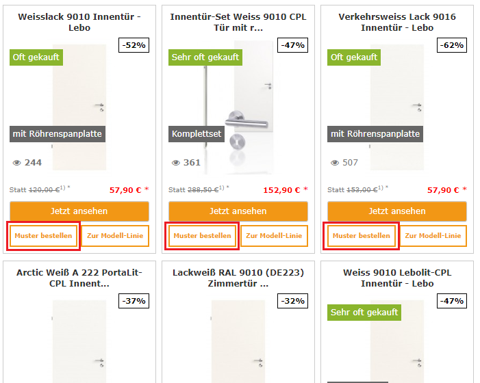 Lista produktów z przyciskiem próbki