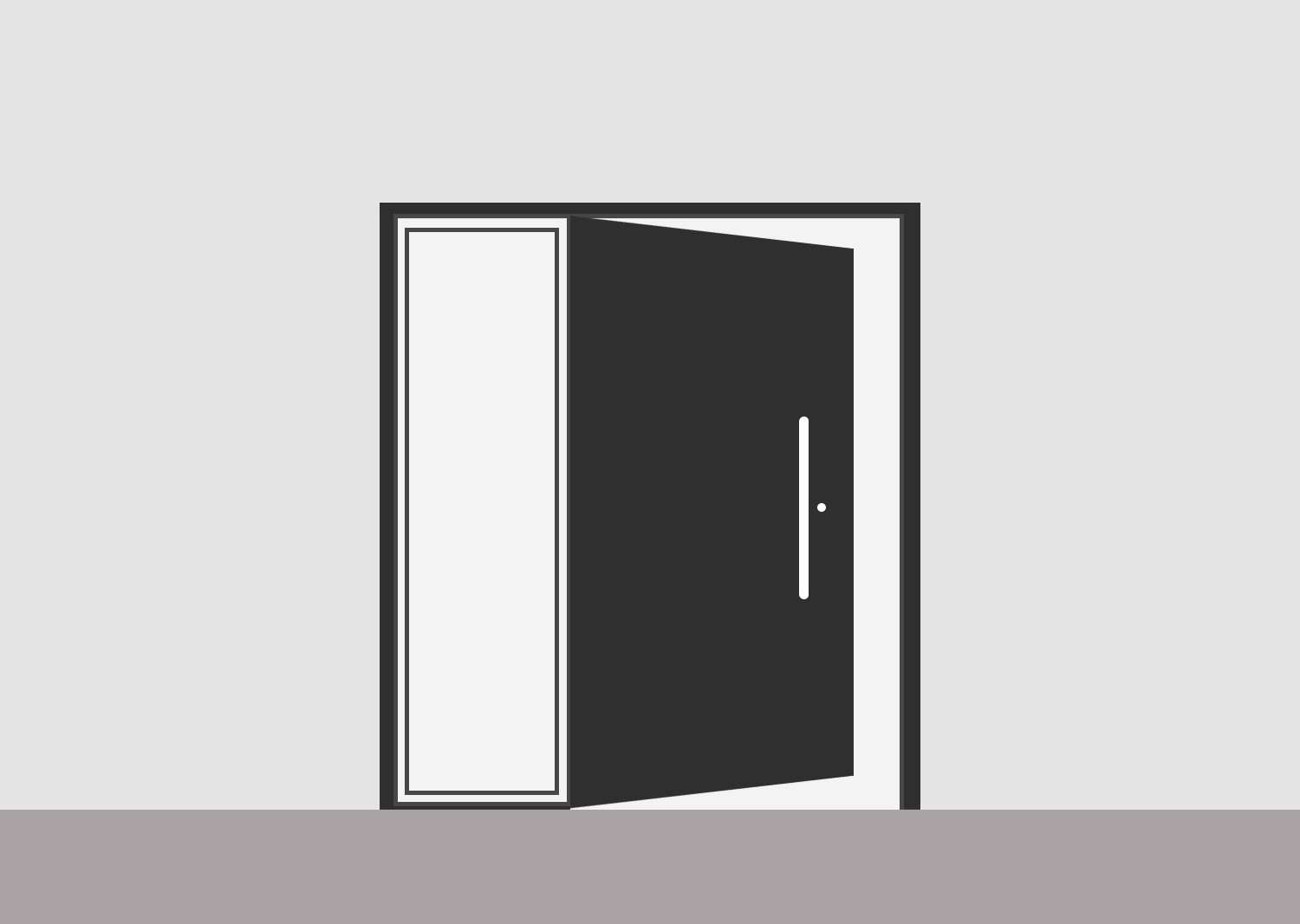 część boczna po lewej stronie z zawiasem przy łączeniu, drzwi prawe