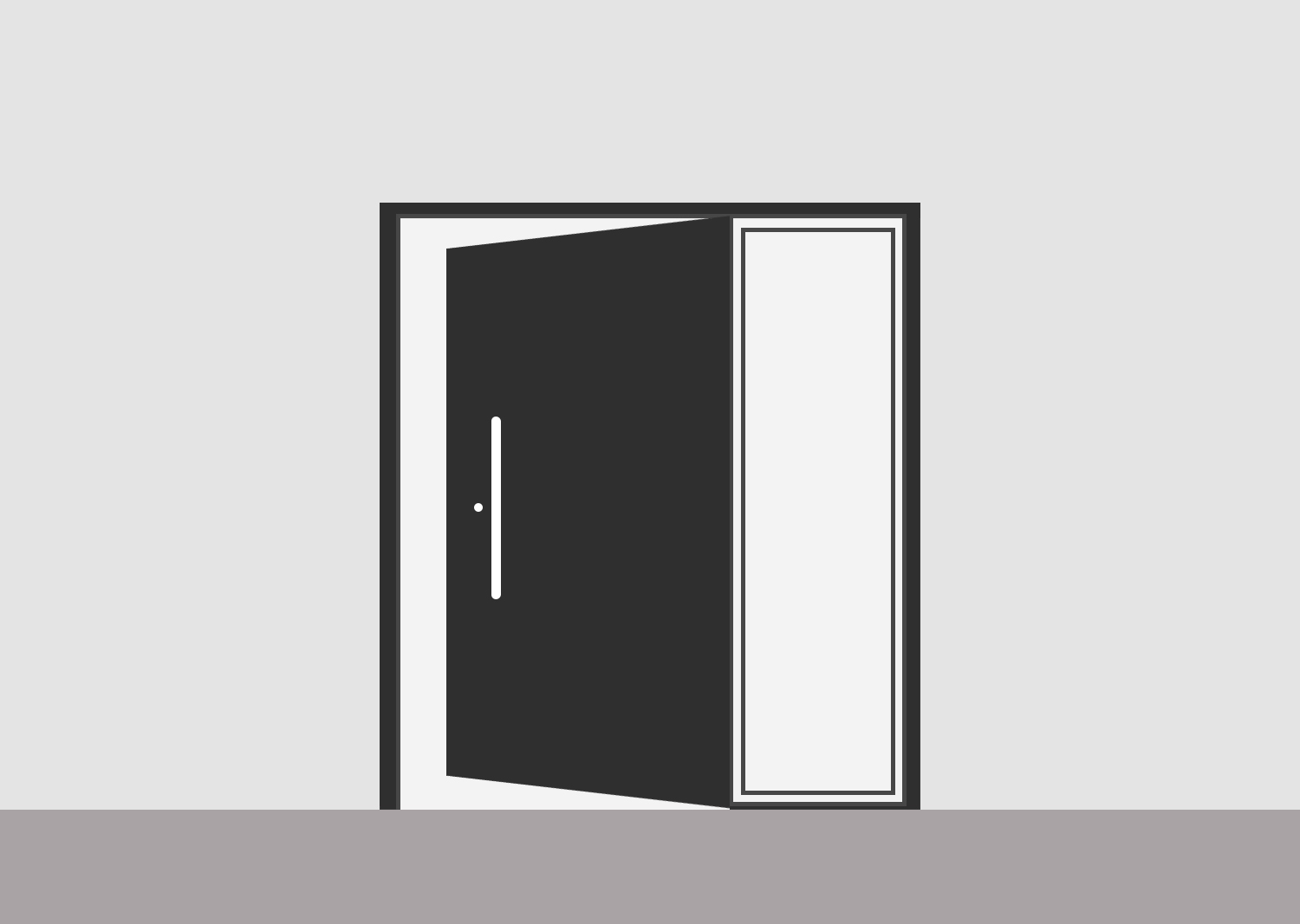 część boczna po prawej stronie z zawiasem przy łączeniu, drzwi lewe