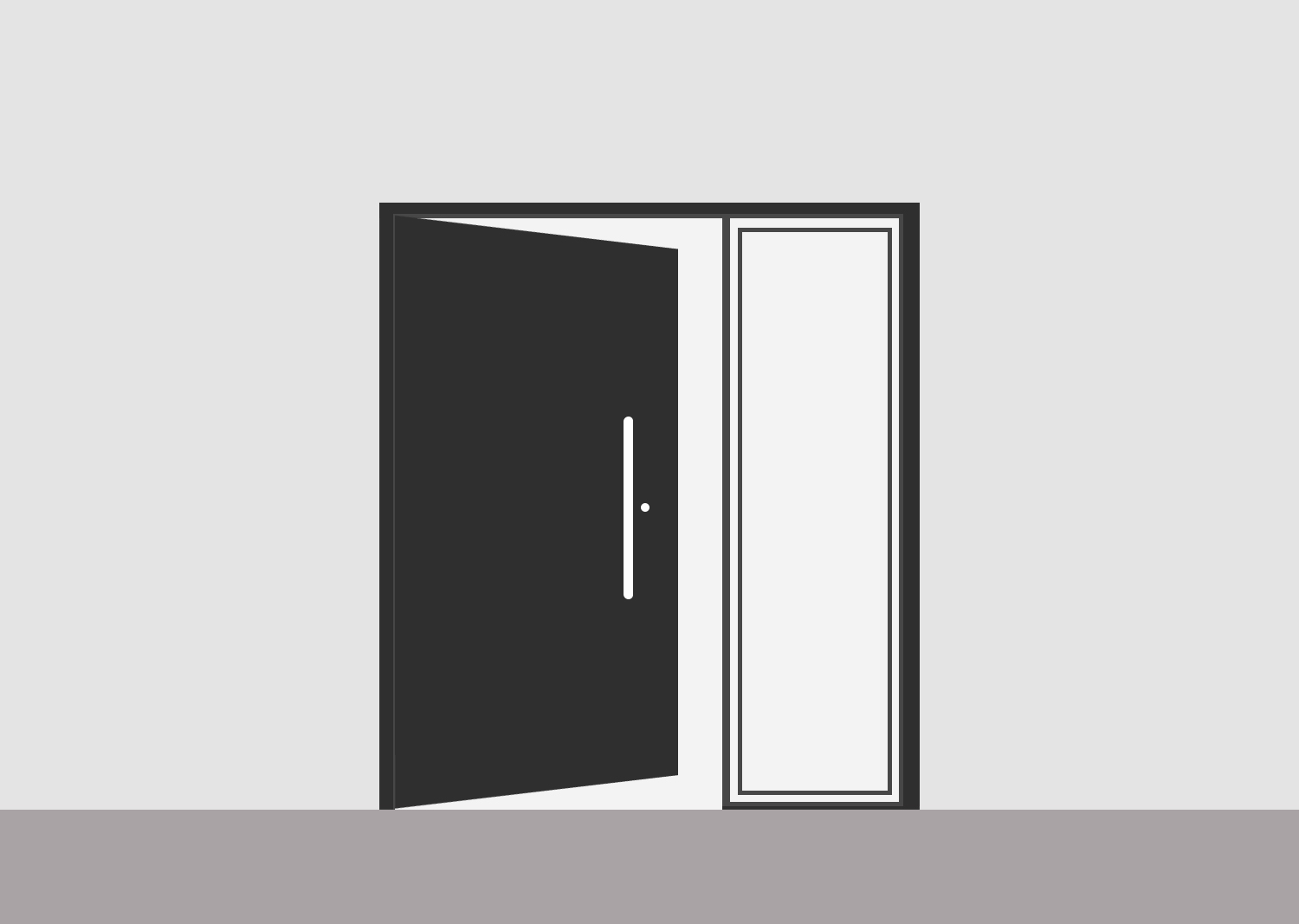 część boczna po prawej stronie z zawiasem przy ramie, drzwi prawe