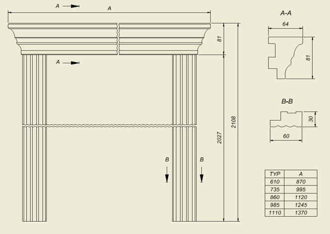 Rysunek techniczny korony marki Classen