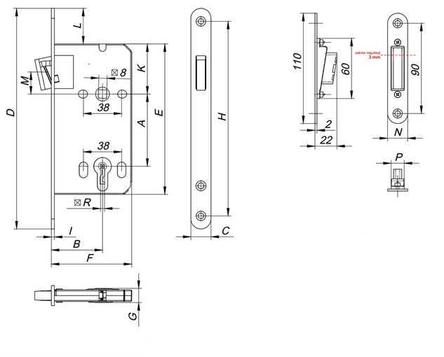 technische Zeichnung Schließblech