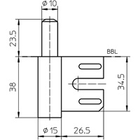 Rysunek techniczny systemu zawiasów V 8100 WF