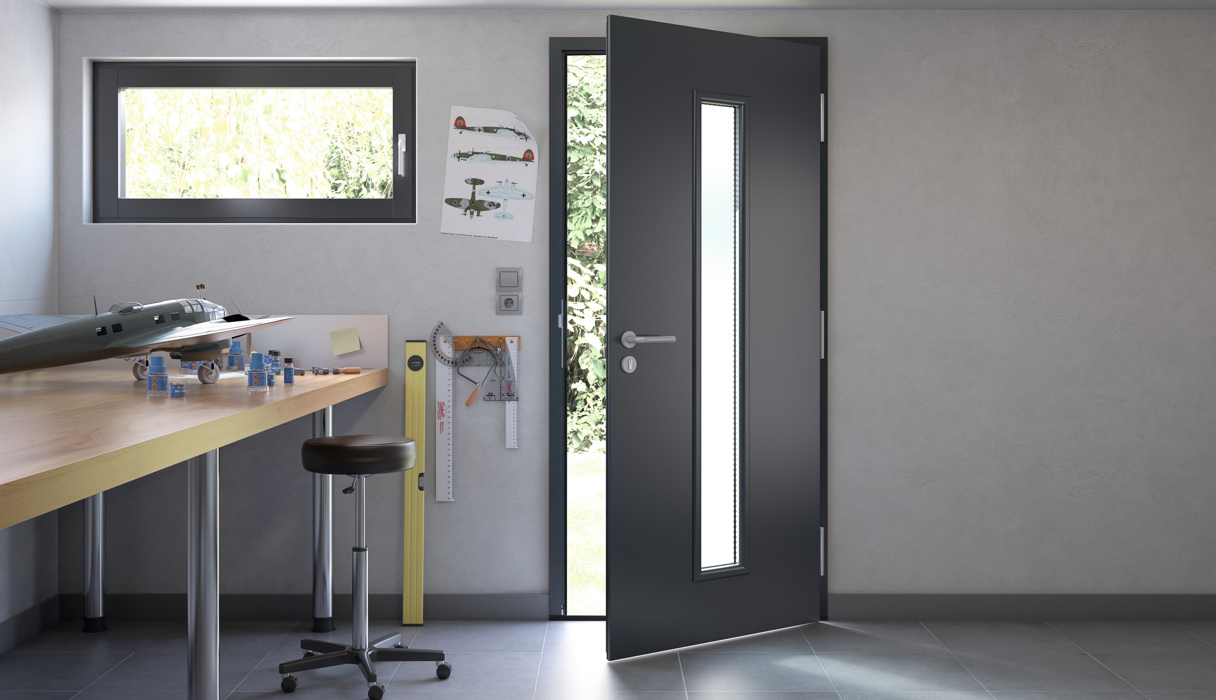 Zdjęcie drzwi zewnętrznych z przeszkleniem