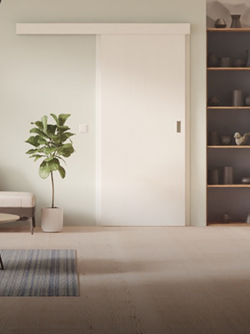 Białe drzwi przesuwne