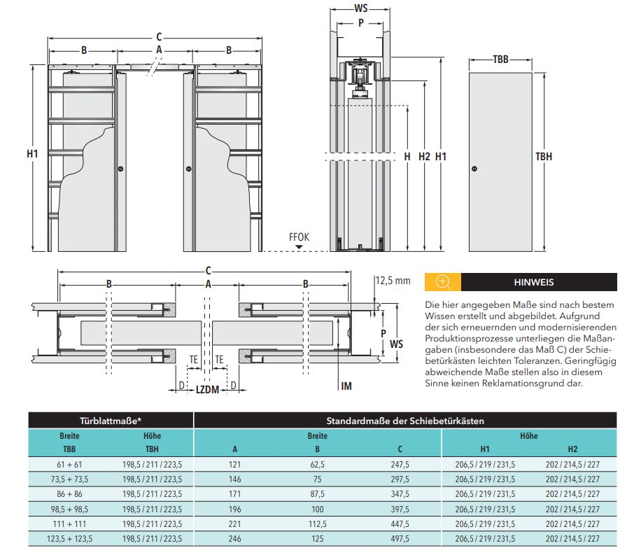 Wybór wymiarów szerokości Unico DF Holz Trockenbau