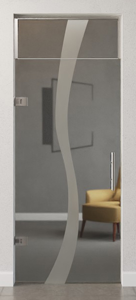 Zabudowa całoszklana z naśtwietlem z motywem przechodzącym