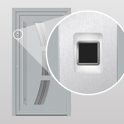 Czytnik linii papilarnych ekey dLine ze stali szlachetnej w skrzydle drzwiowym