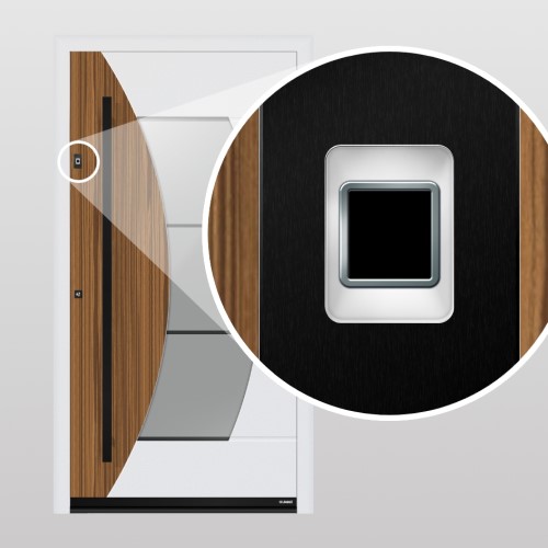 Skaner linii papilarnych ekey dLine RAL 9005 w skrzydle drzwiowym