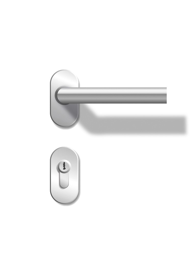 Klamka w kształcie litery L na owalnej rozecie, stal szlachetna matowa