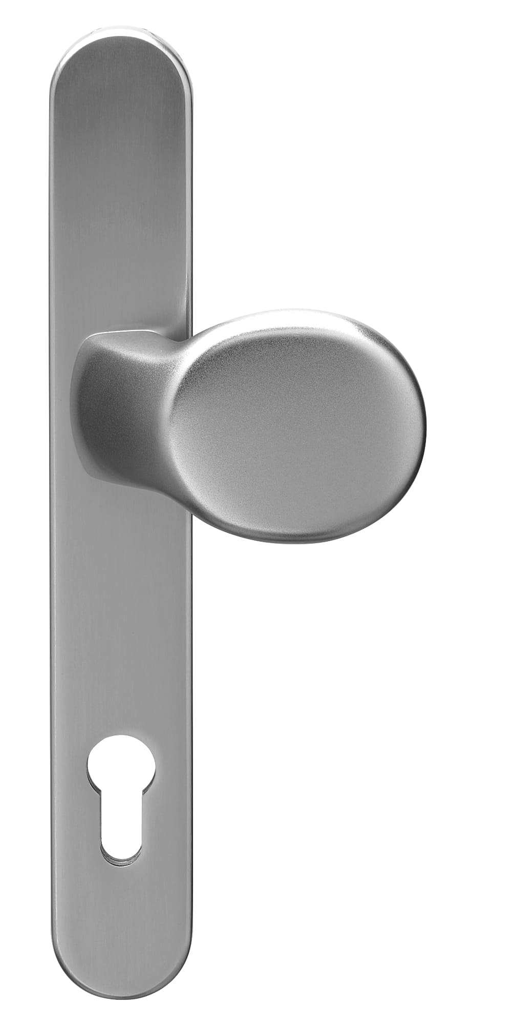 gałka na długim szyldzie w kolorze stali szlachetnej matowej