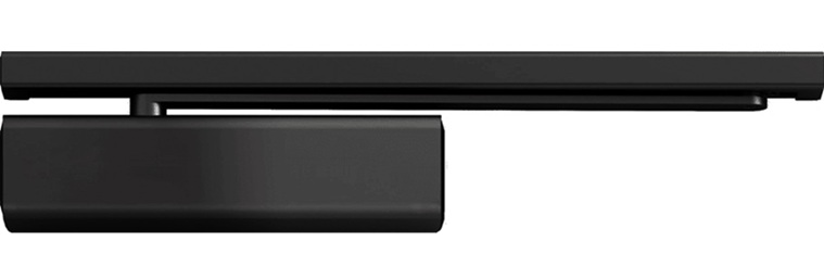 samozamykacz górny z ramieniem zamocowanym w szynie ślizgowej w kolorze czarnym