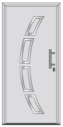 4 ramki ułożone w łuk, wypukłość skierowana w stronę zawiasów