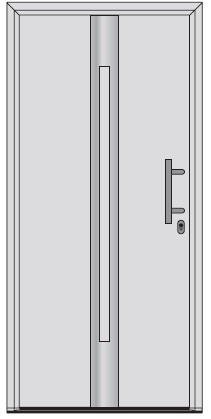 Srebrna ramka biegnąca na całej wysokości skrzydła drzwi