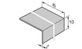 Dodatkowy profil jako kątownik o szerokości 40 mm (strona 1), 10 mm (strona 2) i grubości 2 mm
