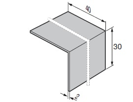 Dodatkowy profil jako kątownik o szerokości 40 mm (strona 1), 30 mm (strona 2) i grubości 2 mm