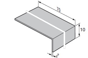 Dodatkowy profil jako kątownik o szerokości 70 mm (strona 1), 10 mm (strona 2) i grubości 2 mm