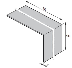 Dodatkowy profil jako kątownik o szerokości 80 mm (strona 1), 50 mm (strona 2) i grubości 2 mm