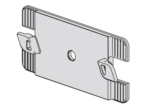 Uchwyt montażowy jako metalowa płytka z elementami mocującymi