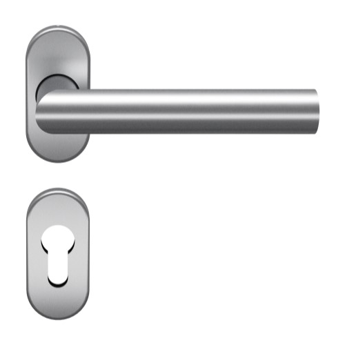 Klamka wewnętrzna typ D-310 z owalną rozetą, stal szlachetna