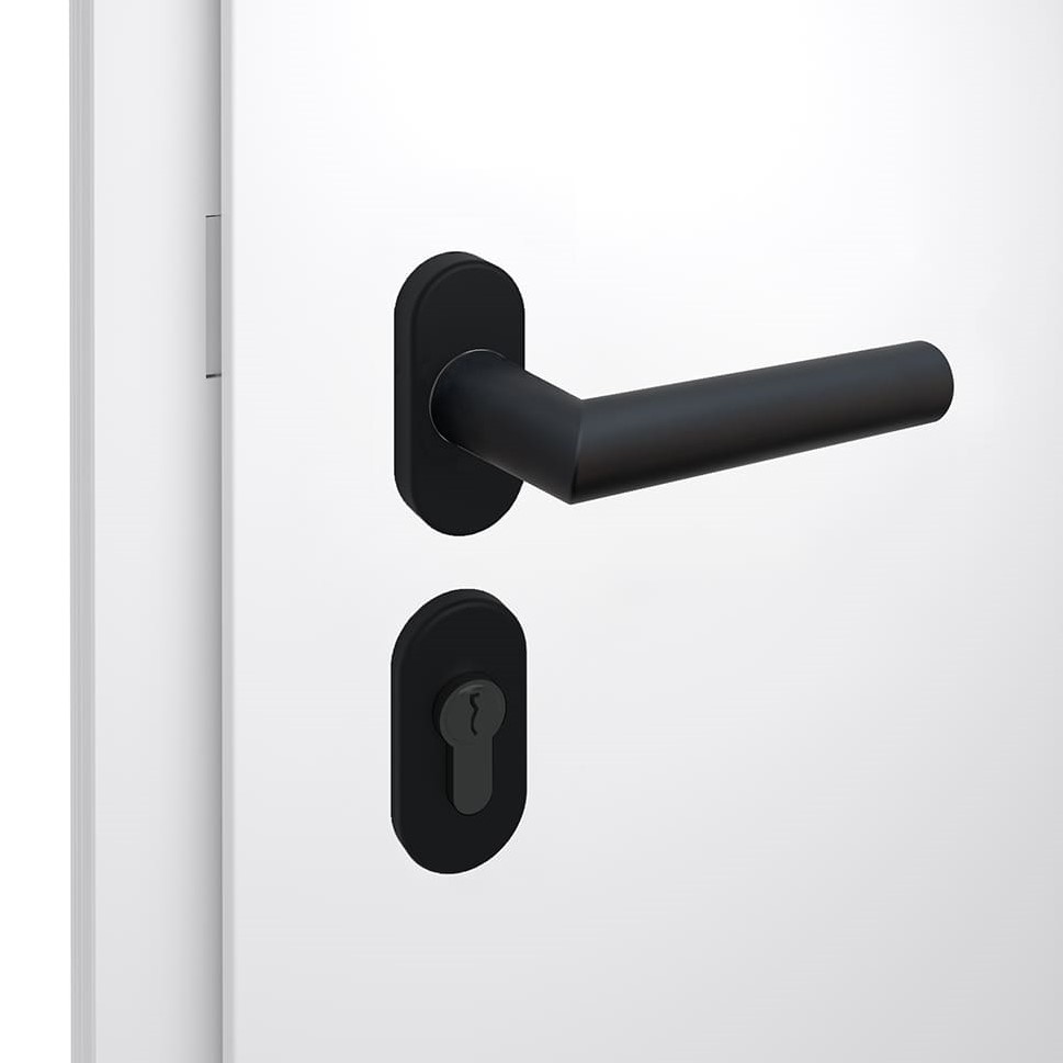 klamka wewnętrzna typu 310 z owalną rozetą w kolorze czarnym