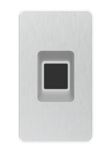 Srebrny czytnik linii papilarnych zintegrowana w skrzydło drzwiowe