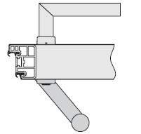 Widok z góry okucia z uchwyt zewnętrzny w normalnej pozycja