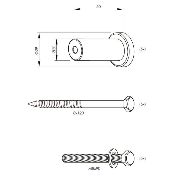 Skizze Distanzstück 50 mm