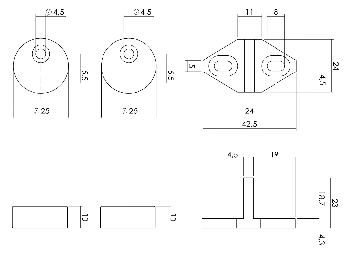 Szkic: Prowadnica drzwi do montażu podłogowego
