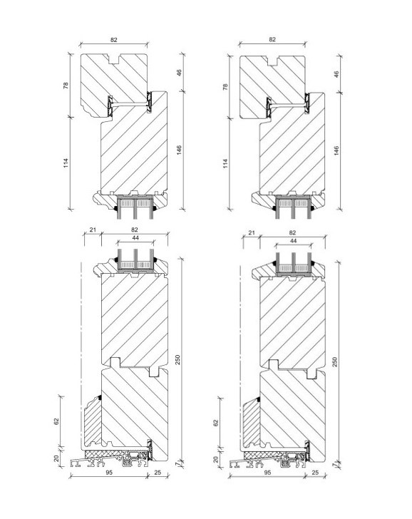 Kneer drzwi zewnętrzne drewniane HT2-82, wykonanie profilowane i proste