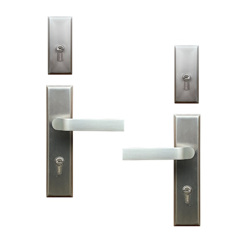 Zestaw klamka-klamka 011 z długimi szyldami, stal szlachetna