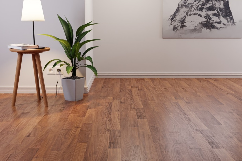 Zdjęcie aranżacyjne parkietu z orzecha