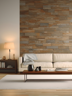 okładzina ścienna z naturalnego kamienia ułożona na rogu