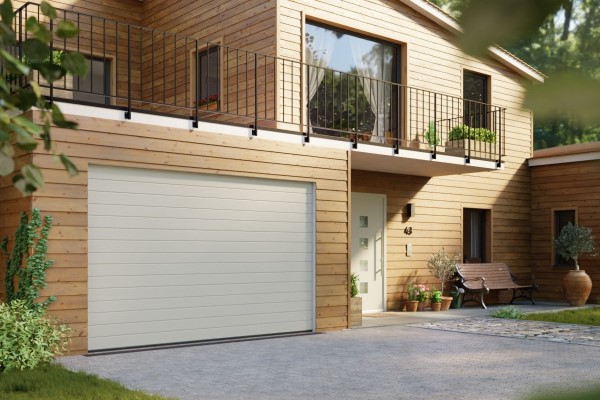 Jasne brama segmentowa w aranżacji